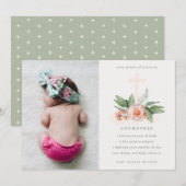 Perzik Roos Floral Foto Godmoeder Voorstel Uitnodi Bedankkaart (Voorkant / Achterkant)