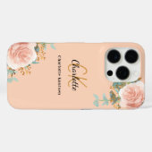 Perzik roos gouden bloemstukken monogram elegant Case-Mate iPhone case (Achterkant (horizontaal))