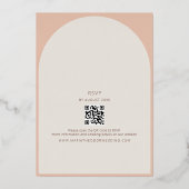 Perzik Roos Gouden Folie Huwelijksuitnodiging + QR Folie Uitnodiging (Achterkant)