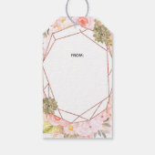 Perzik & Roos Gouden Geometrische Bruids Display D Cadeaulabel (Achterkant)