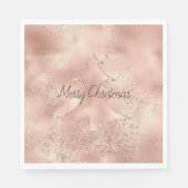 Perzik Roos Gouden Glitter Kerstboom Servet (Voorkant)