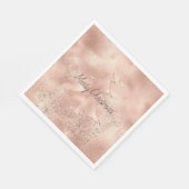 Perzik Roos Gouden Glitter Kerstboom Servet (Hoek)