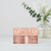 Perzik Roos Gouden Sparkle Leopard Glitz Visitekaartje (Staand voorkant)