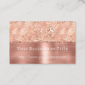 Perzik Roos Gouden Sparkle Leopard Glitz Visitekaartje (Voorkant)