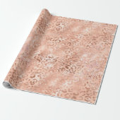Perzik Roos Leopard Glitz Cadeaupapier (Uitgerold)