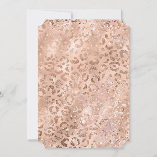 Perzik Roos Leopard Glitz Kaart (Achterkant)
