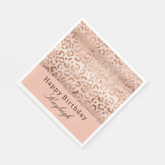 Perzik Roos Luipaard Servet (Hoek)