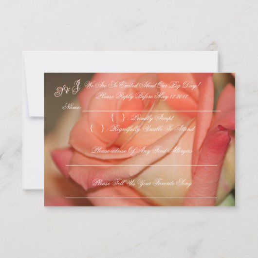 Perzik Roos met koraal Kaart (Achterkant)