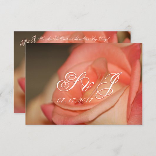 Perzik Roos met koraal Kaart (Voorkant / Achterkant)