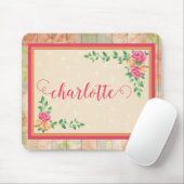 Perzik Roos Patroon Land Omheining Naam Muismat (Met muis)