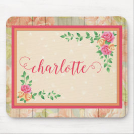 Perzik Roos Patroon Land Omheining Naam Muismat