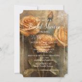 Perzik Roos Romantisch Bloemig Goud Vrijgezellenfe Kaart (Voorkant)