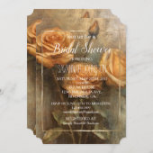 Perzik Roos Romantisch Bloemig Goud Vrijgezellenfe Kaart (Voorkant / Achterkant)