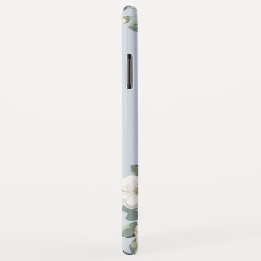 Perzik Roos Stoffig Blauw Bloemen Monogram Case-Mate iPhone Case (Achterkant/rechts)