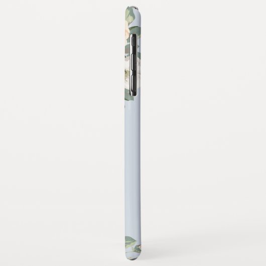 Perzik Roos Stoffig Blauw Bloemen Monogram Case-Mate iPhone Case (Achterkant/links)