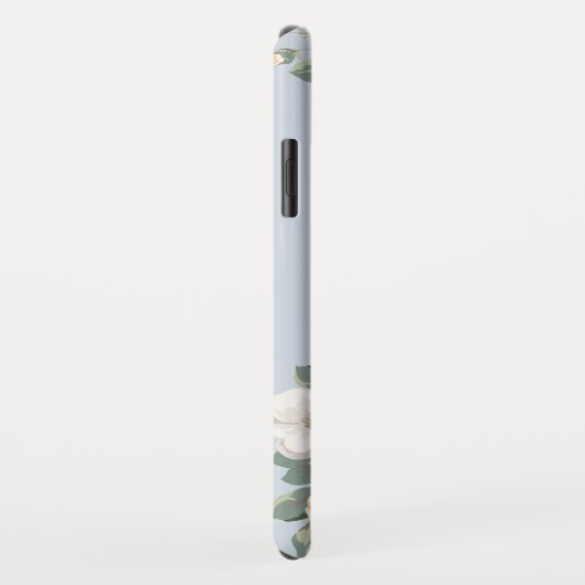 Perzik Roos Stoffig Blauw Bloemen Monogram Case-Mate iPhone Case (Achterkant/rechts)