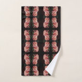 Perzik Roos Trio Abstract Bloemen Vintage Bad Handdoek (Handdoek)