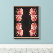 Perzik Roos Trio Abstract Bloemen Vintage Canvas Afdruk (Insitu (Houten vloer))