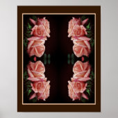 Perzik Roos Trio gespiegeld Floral Poster (Voorkant)