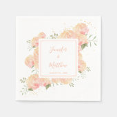 Perzik Roos | Waterverf Bloemen Trouwservetten Servet (Voorkant)