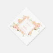 Perzik Roos | Waterverf Bloemen Trouwservetten Servet (Hoek)