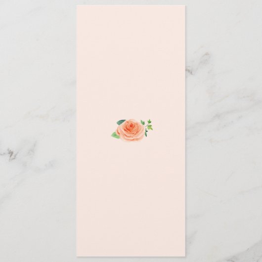 Perzik Roos Waterverf Bloemenmenu's Menu (Achterkant)