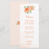 Perzik Roos Waterverf Bloemenmenu's Menu (Voorkant / Achterkant)