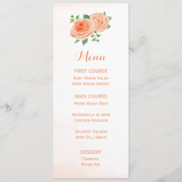 Perzik Roos Waterverf Bloemenmenu's Menu