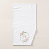 Perzik Roos Waterverf Floral Monogram Bad Handdoek (Handdoek)