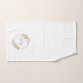 Perzik Roos Waterverf Floral Monogram Bad Handdoek (Handdoek)