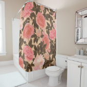  perzik roos waterverf patroon. douchegordijn (In situ)