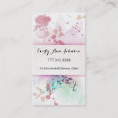 Perzik Roze Blauw Groen Verf Splat Ontwerp of Arti Visitekaartje (Voorkant)
