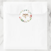 Perzik Roze Bloem Caduceus Goud RN Afgestudeerd  Ronde Sticker (Tas)