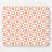 Perzik Roze Bloem Checkerboard Moderne Retro Muismat (Voorkant)