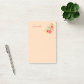 Perzik Roze Bloem Gepersonaliseerd 4x6 Post-it® Notes (Kantoor)