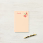 Perzik Roze Bloem Gepersonaliseerd 4x6 Post-it® Notes (Op bureau)