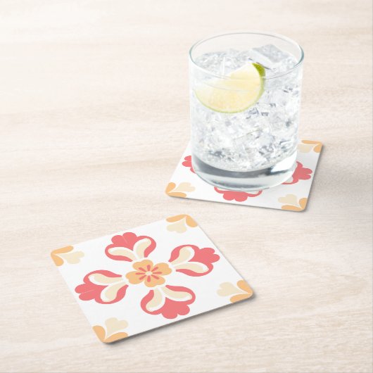 Perzik roze bloem kartonnen onderzetters (Insitu)