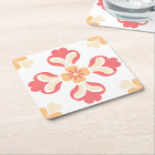 Perzik roze bloem kartonnen onderzetters (Schuin)
