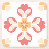 Perzik roze bloem kartonnen onderzetters (Voorkant)