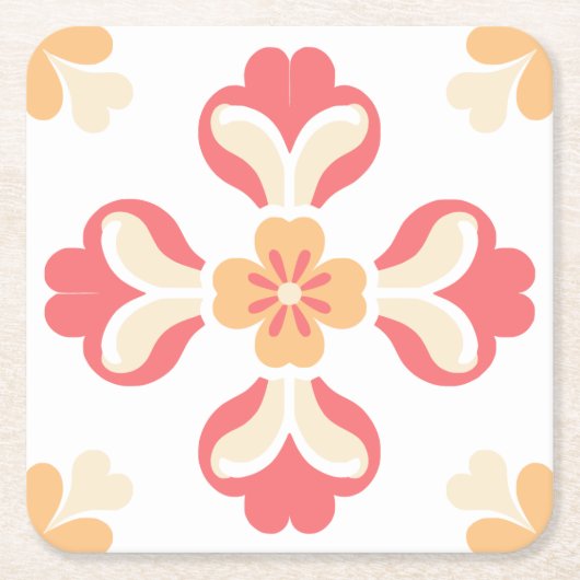 Perzik roze bloem kartonnen onderzetters (Voorkant)