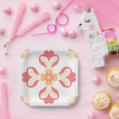 Perzik roze bloem papieren bordje (Feest)