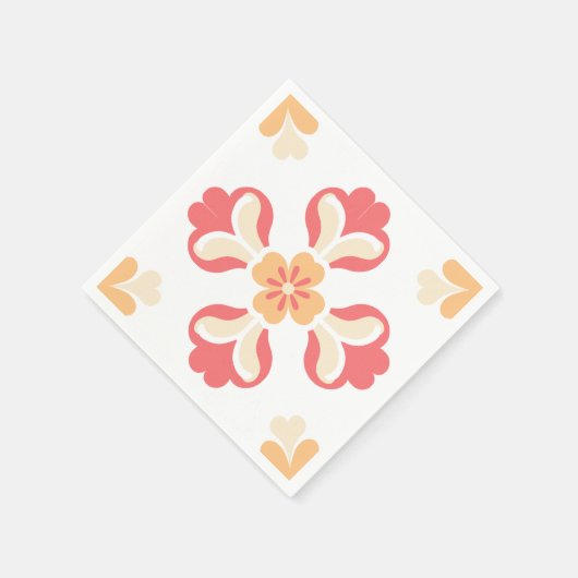 Perzik roze bloem servet (Hoek)