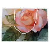 Perzik Roze Bloemachtige Bruiloftsontvangst Groot Cadeauzakje (Voorkant)