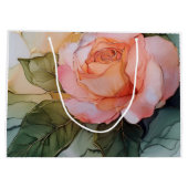 Perzik Roze Bloemachtige Bruiloftsontvangst Groot Cadeauzakje (Achterkant)