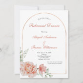 Perzik roze bloemboog Elegant repetitie diner Kaart (Voorkant)