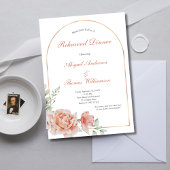 Perzik roze bloemboog Elegant repetitie diner Kaart