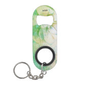 *~* Perzik Roze Bloemen Hemelse Glitter Waterverf Mini Flessenopener (Voorkant)