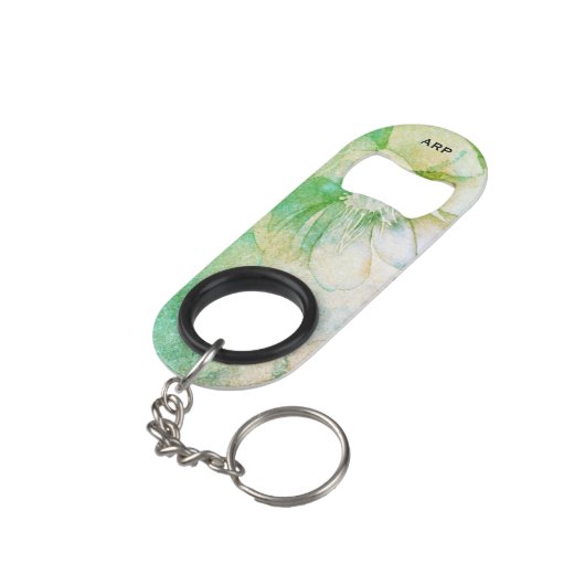 *~* Perzik Roze Bloemen Hemelse Glitter Waterverf Mini Flessenopener (Achterkant Gekanteld)