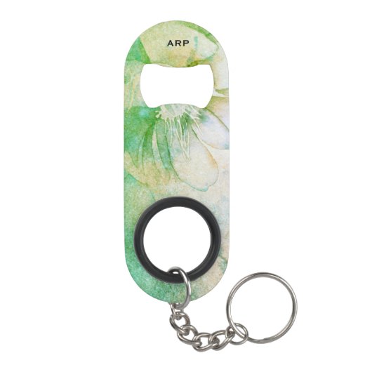 *~* Perzik Roze Bloemen Hemelse Glitter Waterverf Mini Flessenopener (Achterkant)