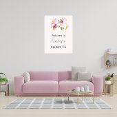 Perzik roze bloemen nummer Sweet 16 welkom Poster